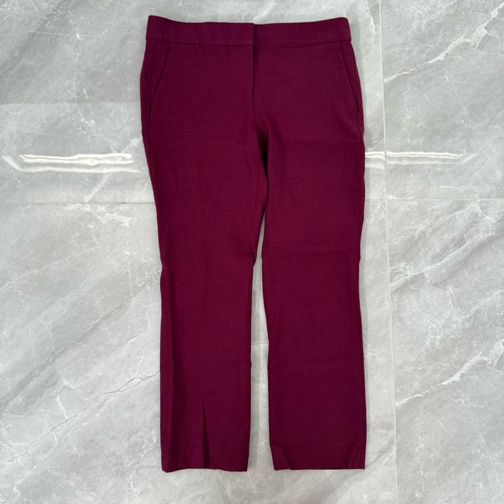 Women’s J. Crew Campbell Wool Blend Pants Work Career Office Burgundy Size 2